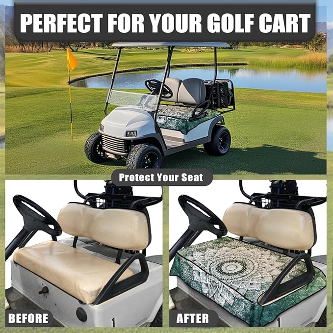 Universal Golf Cart Seat Cover with 4 Pockets Soft Golf Cart Seat Towel Blanket Fits 2-Seat Golf Carts