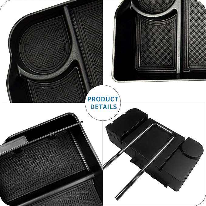 Zxiaochun Center Console Seat Headrest Organizer for 2011-2024 2025 Ford F150 F250 F350 F450 F550 F650 Accessories, Storage Tray with Non-Slip Rubber Mat (Jump Seat Only)
