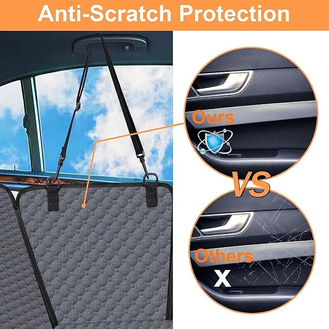 Mancro Dog Car Seat Cover, 2026 Upgraded 600D Heavy Duty Waterproof & Scratch-Resistant Dog Hammock for Car, Back Seat Pet Cover for Dogs with Sedan and SUVs, X-Large, Grey