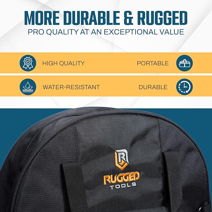 Rugged Tools Cable Bag - Jumper Cable Bag - Storage & Organizer for Cables, Cords, and Hoses Including EV Charging Cables for Electric Vehicles - Tesla, Nissan Leaf, Chevy Bolt