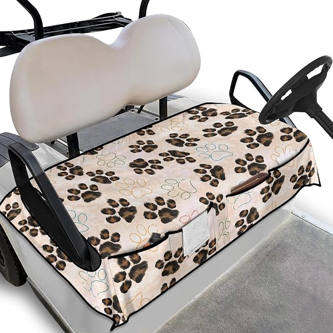 Universal Golf Cart Seat Cover with 4 Pockets Soft Golf Cart Seat Towel Blanket Fits 2-Seat Golf Carts