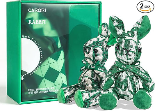 Carori 2 Pack Car Air Freshener, Essential Oil Diffuser, Car Air Freshener Long Lasting Strong Deodorizer, Car Fresheners for Women, (10ml Essential Oil, Ribbon, Vent Clip, Lanyard, Rabbit)