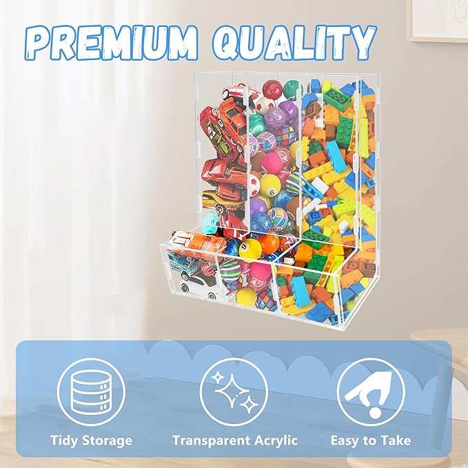 Montex Acrylic Wall Toy Dispenser, Acrylic Wall Storage, Play Room Organization Hanging Organizer for Kid's Playroom, Blocks, Cars, Snacks