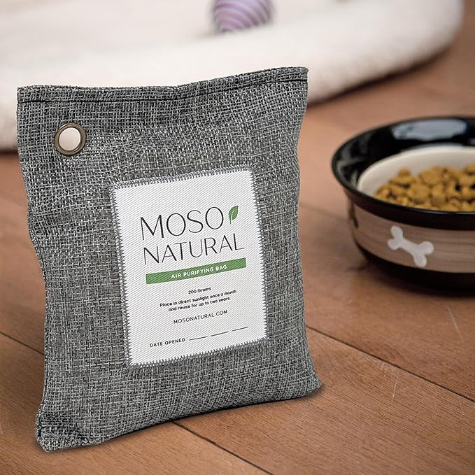 Moso Natural Air Purifying Bag 200g (5 Pack) HGTV Editor's Pick | Premium Bamboo Charcoal Odor Absorber for Home & Car | Closet Odor Eliminator & Car Air Freshener | Long Lasting Charcoal Bags