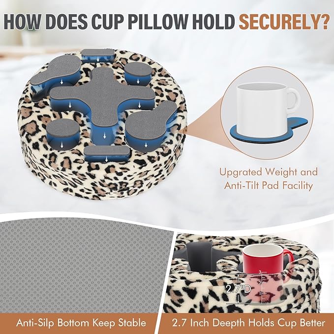 INNO STAGE Couch Cup Holder-Sofa Cup Holder Pillow | Couch Caddy Buddy | Drinks Cupholder Tray Organizer for Bed, Rv, Tv, Car, Man Cave, Boat, Remote, Snacks| Present for Couch Potato