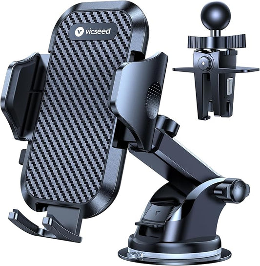 VICSEED 2026 Ultimate Sturdy Car Phone Holder [Upgraded 95+LBS Strongest Suction] Universal Long Arm Cellphone Mount for Car Dashboard Windshield Vent Truck Boat for iPhone 17 16 Pro Max & Android