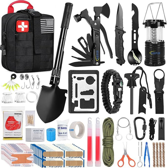 ABPIR 170 PCS Survival Kits, Survival First Aid Kit with Essential Survival Gear Emergency Medical Supplies for Hiking Camping Backpacking Outdoor Adventure, Gifts for Him Dad Men Christmas