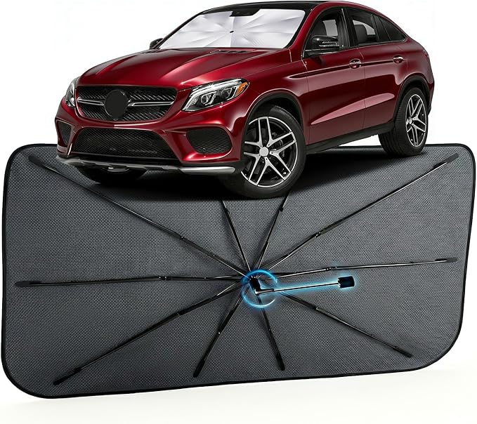 Car Windshield Sun Shade for Benz GLE-Class 2012-2019 –[Reflective Coated Fabric] Sunshade Umbrella for Front Window, Car Shades Sun Visor Keep Car Cool and Protects Interior, 1:1 Exact Fit