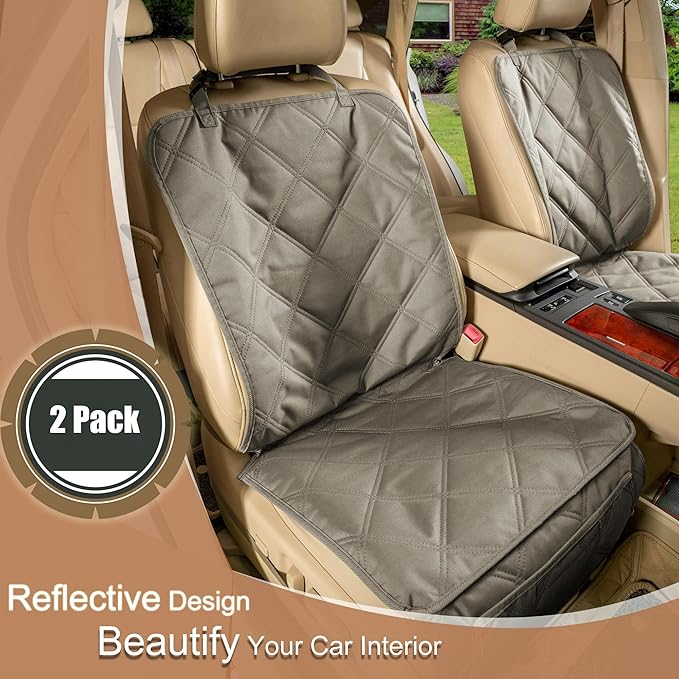 YESYEES Dog Front Seat Covers for Cars, 2 Pack Waterproof Bucket Seat Covers for Dogs with 4 Nonslip Straps, Long-Lasting Pet Car Seat Protector Universal Fit for Cars Trucks and SUVs (Khaki)