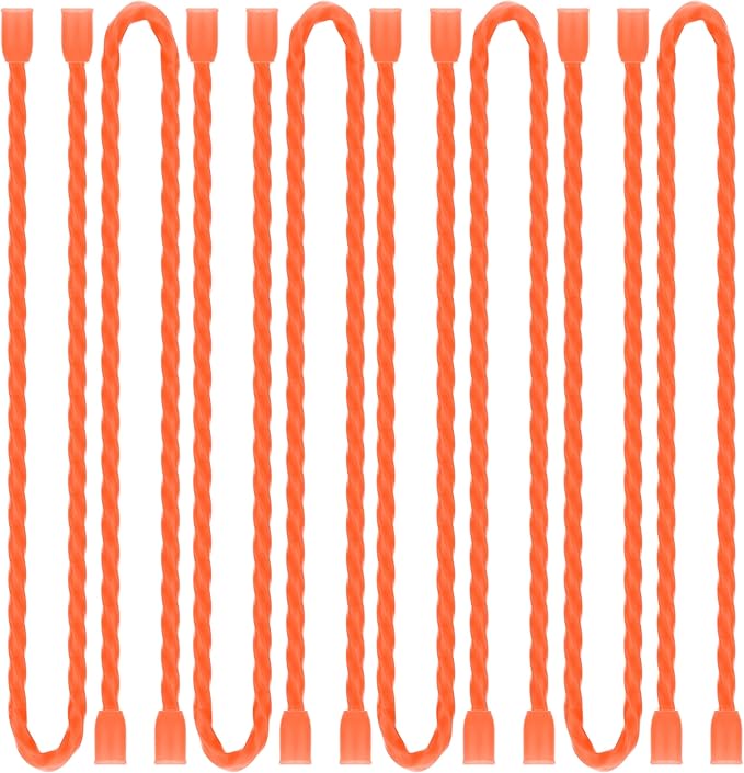 TRIPLE DEER 8Pcs 12-Inch Silicone Cable Ties Colorful Reusable Steel-Core Silicone Twist Gear Tie Straps for Bundling and Organizing, Bendable Holder Strap for Indoor and Out All Purpose, Orange