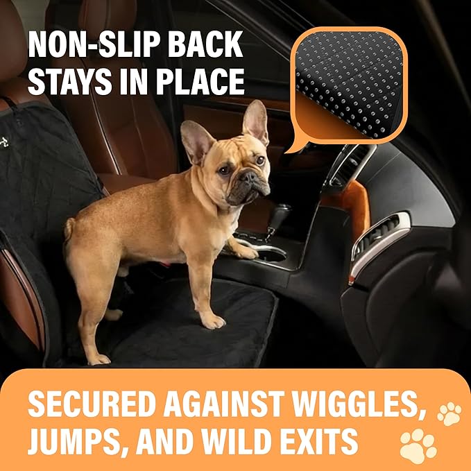 Active Pets Dog Car Seat Cover, Waterproof Front Seat Protector for SUV Truck Sedan, Pet Safety Travel Comfort System with Universal Fit, Orange