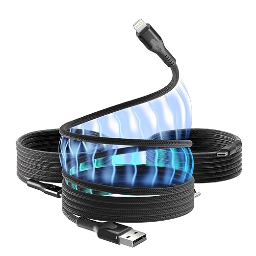 Statik MagStack USB A to iProduct Cable MFi Certified, Clutter-Free Magnetic Charging Cable, Anti-Tangle Phone Charger Cord, 12W, Compatible with iPhone 14 Pro Max, 13 12 11, 6FT/2M, 3-Pack