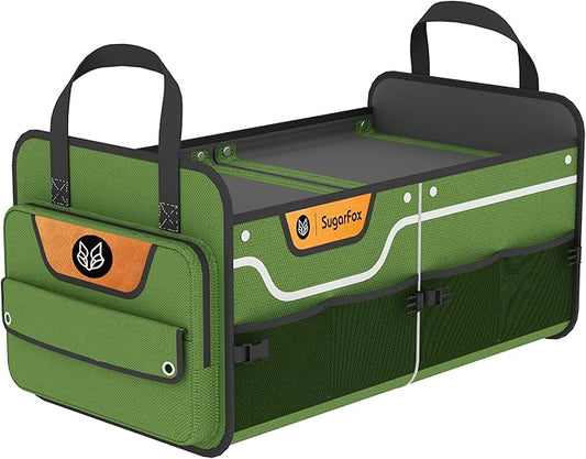 Trunk Organizer, Heavy-Duty Storage for Car & SUV, Foldable Waterproof Car Organizer with Cooler, Collapsible Multi-Compartment Storage, 95L-M003 (Standard Green, Standard)