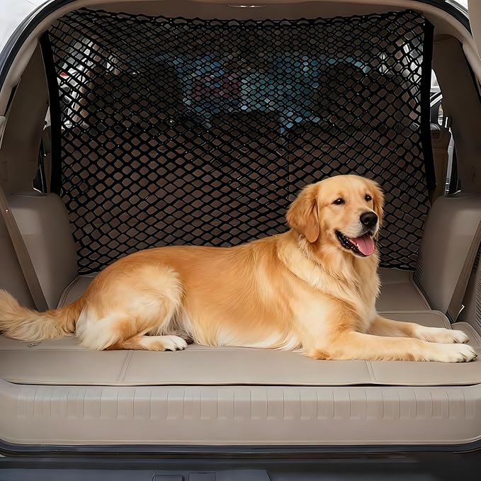 Car Dog Barrier for Toyota Highlander 2020-2023 2024 2025, Cargo Net for SUV Adjustable Mesh Pet Barrier Double-Layer Thickened Durable Nylon Net Dog Travel Accessoriesa
