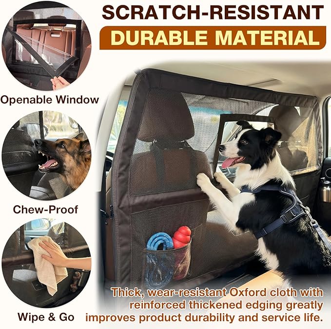 Loyala Dog Car Barriers for SUVs Trucks Cars Adjustable Dog Car Divider Pet Car Barrier for Back Seat Pet Barrier Universal-Fit Safety Travel Accessory 50" W x 56" W x 32" H