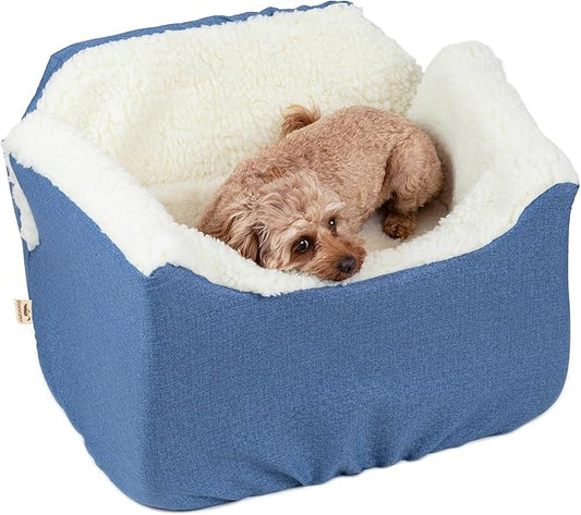 Snoozer Dog Car Seat: Lookout I Dog Booster Car Seat for Pets up to 25lbs, Helps Alleviate Travel Sickness & Fear for Dogs, Removable Washable Cover – Denim Diamond, Size Medium