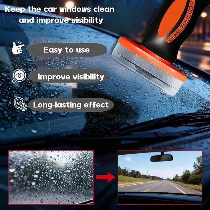 2Pcs Glass Guard, Car Oil Film Cleaner, Powerful Glass Emulsion Oil Film Remover, Auto Window Rain Cleaner, Window and Windshield Cleaning Tool for Car Windows Home, Improve Clarity for Driving (2pcs)