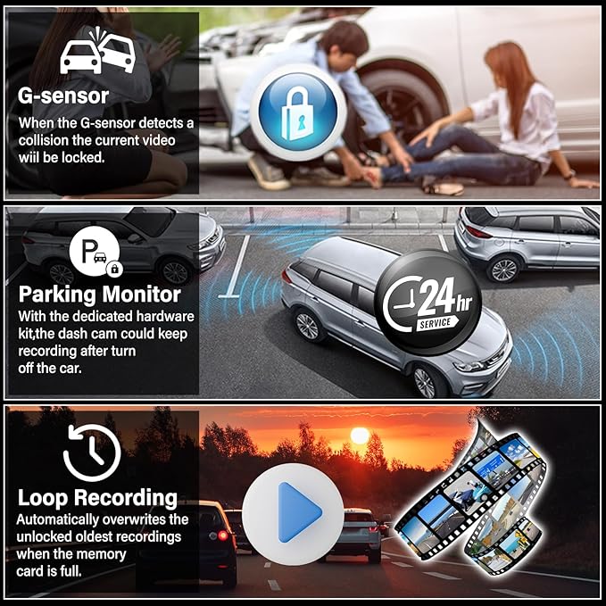 Rear View Mirror Camera, Mirror Dash Cam for Car 1080P Front & Rear Mirror Cameras 9.66 Inch HD IPS Full Touch Screen 64G Card Night Vision Motion Detection Loop Recording 24H Parking Monitor G-Sensor