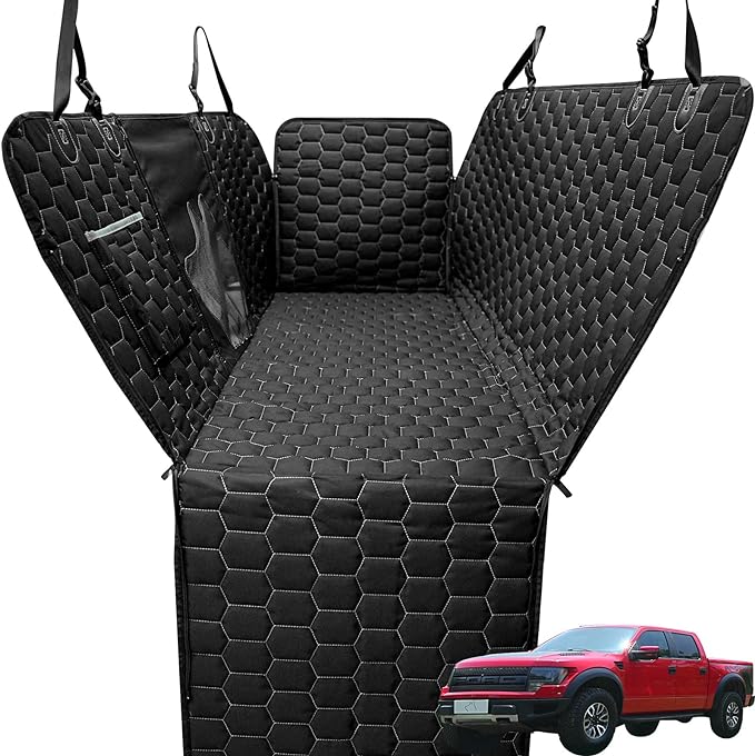 Meginc Dog Car Seat Cover for Trucks, Car Seat Cover for Back Seat Protector F150 Ram 1500, Waterproof Dog Hammock for Truck with Mesh Window Heavy Duty Seat Cover for F-Series/GMC Sierra/Silverado