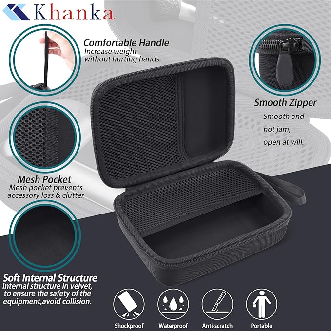 khanka Case for WOLFBOX MF100 /MF50/MF60 /MF70 Electric Air Duster,Hard Storage Bag Compatible with Wolfbox MF100 MF60 Compressed Air Duster and Accessories,Case Only (Black)