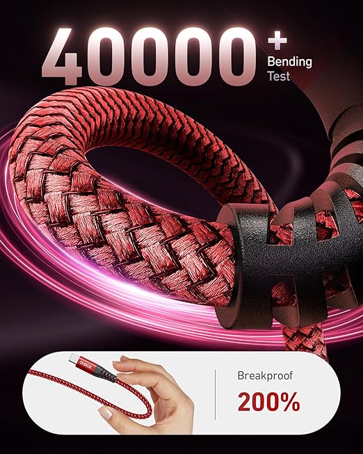 USB C to USB C Cable 60W [2Pack 6FT], USB Type C Fast Charging Cable for Car Durable Braided iPhone USB-C Cable USBC to USBC Cord for iPhone 17/16/15/Pro Max/Plus, Samsung Galaxy S23 and More-Red