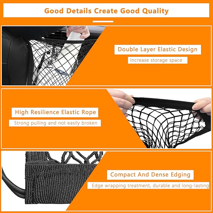 Dog Cars Barriers,Car Seat Storage Net, Motorcars Isolation Mesh, Easy to Install, Suitable for Cars SUV, Used for Safe Driving of Children & Pets, Dog Net Barrier of Car (Double-Layer)