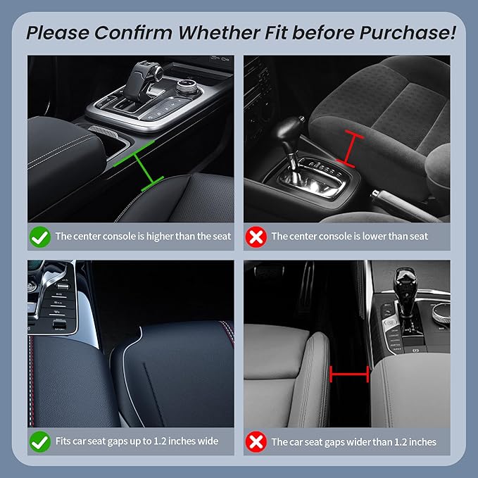 2 Packs Universal Fit Car Seat Gap Filler Organizer, Premium Leather Anti-Drop Car Side Gap Storage with Cup Holder for Phone, Keys, Sunglasses & Drinks (Black)