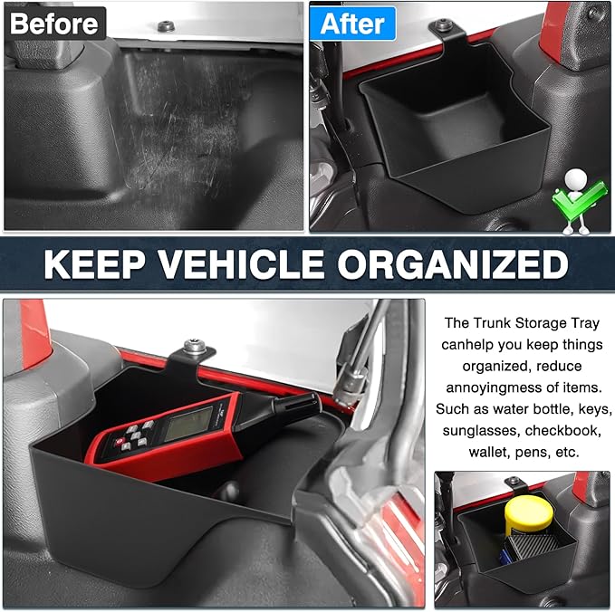 Rear Cargo Side Trunk Storage Box Tray Fit for Jeep Wrangler JL JLU 4XE 2024 2025 2026 Trunk Storage Tray Organizers Cargo Organizer 4 Doors Black 2PCS