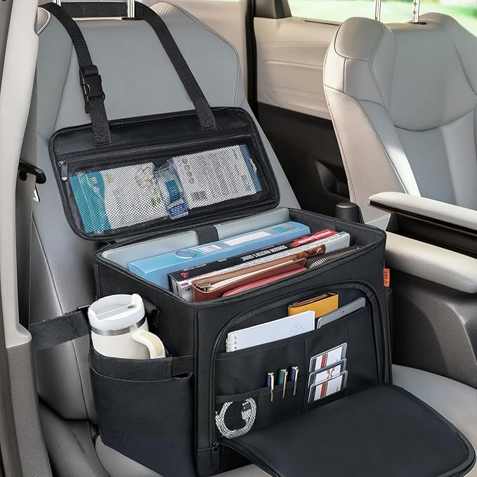 ANILD Front Car Seat Organizer and Office Work Truck Organizer with Multifunctional Pockets and Padded Shoulder Strap, Compatible with Cars, Trucks and Vans