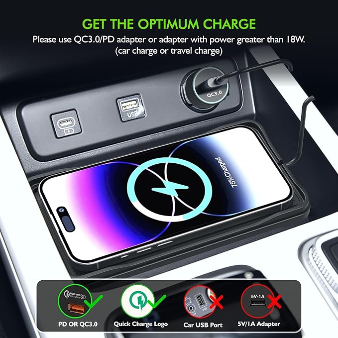 Wireless Car Charger Pad, 15w Fast Car Wireless Chargers Charging pad Non Slip Charger for Car Wireless Phone Charger for iPhone 17/16/15/14/13/12 Pro Max,Samsung S23 S22 S20 for Android, 30cm Cable