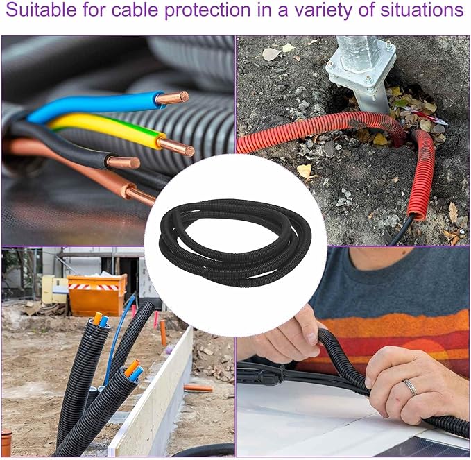 DMiotech 20ft Wire Loom Split Tubing 1 Inch(25.4mm) ID, Cord Protectors from Pet Flexible Conduit Cable Management for Office Home Garden, Black