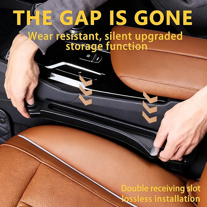 2PCS New Universal Car Seat Gap Filler Organizer with Hook Durable & Easy Install, for Cars SUV Trucks, Car Essentials, Effectively for Avoiding Dropped Items (Black)