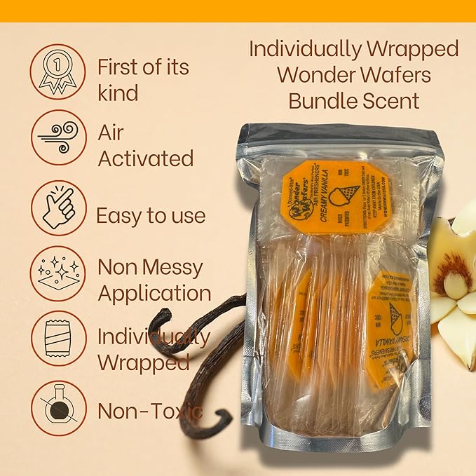 Wonder Wafers 75 count Air Fresheners Individually Wrapped, Creamy Vanilla Fragrance