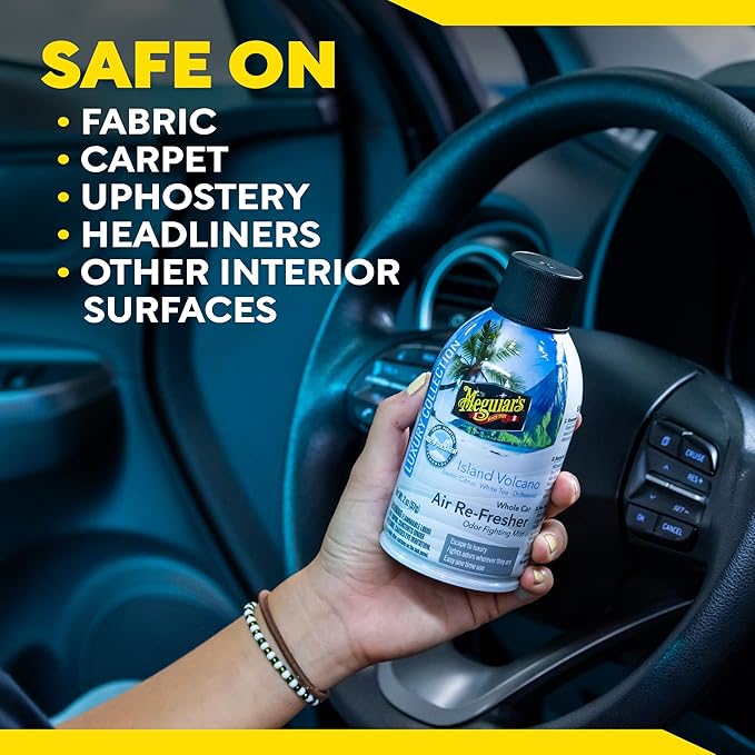 Meguiar's Car Air Refresher Odor Fighting Mist,Island Volcano, Long-Lasting Car Freshener Fights Strong & Unwanted Vehicle Smells Renewing Interiors with a Luxurious & Refreshing Scent, 2 oz Aerosol