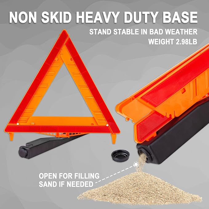 CARTMAN 12 Pack Warning Triangle DOT Approved, Identical to United States FMVSS 571.125, Reflective Warning Road Safety Triangle Kit