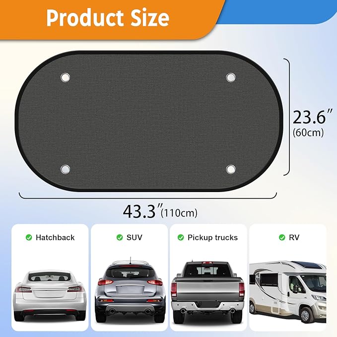 2026 New Upgrade Car Shades for Back Windows Baby 43.3"x23.6"(1 Pack),Rear Window Sun Shade,Car Window Shades Can Blocks 99.98% UVR,Sun Shade Windshield,Glare Shield Protection