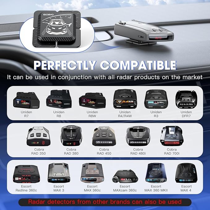 Upgraded Magnetic Radar Detector Mount with N52 Strong Magnets, Radar Detector Dash Mount for Uniden, Cobra, Escort, Valentine One, and Other Radar Detectors, Unobstructed View, Shockproof and Stable