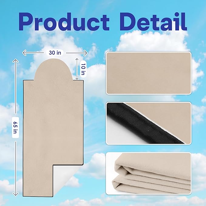 2 Pack Car Seat Towel Covers, Sweat Protector for Front Seats, Premium Thickened Microfiber with Elastic Strap, Breathable & Quick Dry, Machine Washable Cover for Gym Running Beach Universal Fit Beige