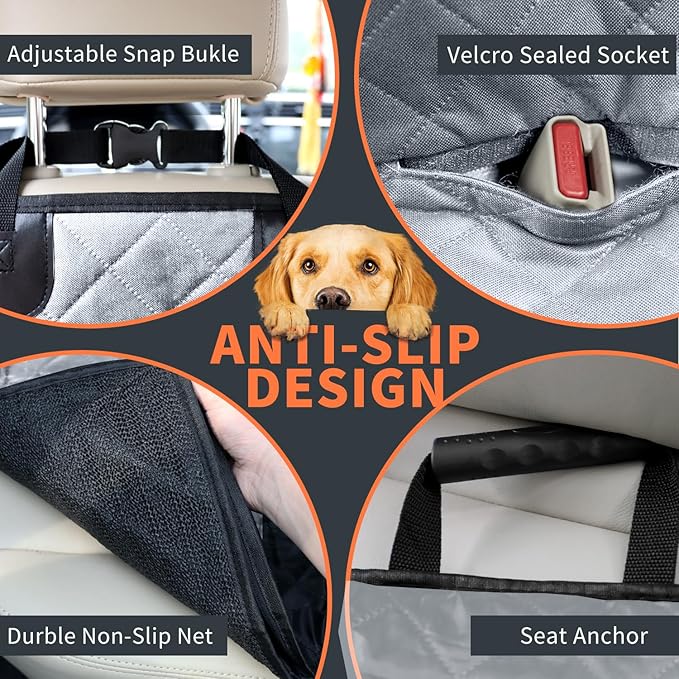 IVY&LANE Dog Car Seat Cover for Back Seat,Conversible 2-in-1 Waterproof Front Seat Cover,Heavy-Duty & Scratchproof Car Seat Protector Cover for SUVs, Trucks and Sedans(Standard,Grey)