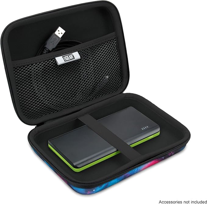 USA Gear Hard Shell Electronics Organizer 7.5 Inch Travel Case - Cable Organizer with Scratch Resistant Interior, Compatible with Garmin GPS, Portable Hard Drive, Phone Charger & More - Galaxy