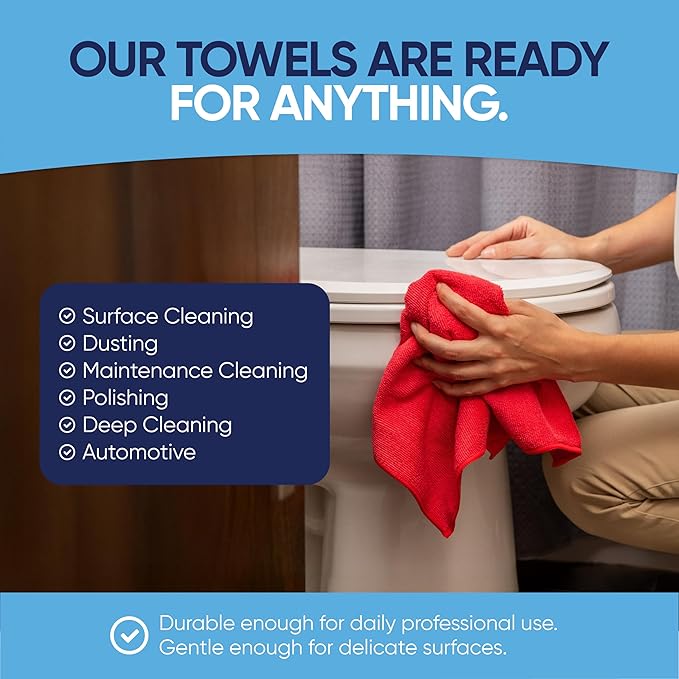 Microfiber Wholesale 16" x 16" All Purpose Towels - 50 Pack - Reusable Wash Cloths, Dust, Kitchen, Car, Shop Rags for Cleaning (Black)