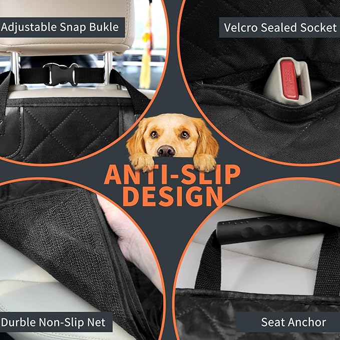 IVY&LANE Dog Car Seat Cover for Back Seat,Conversible 2-in-1 Waterproof Front Seat Cover,Heavy-Duty & Scratchproof Car Seat Protector Cover for SUVs,Trucks and Sedans,Large