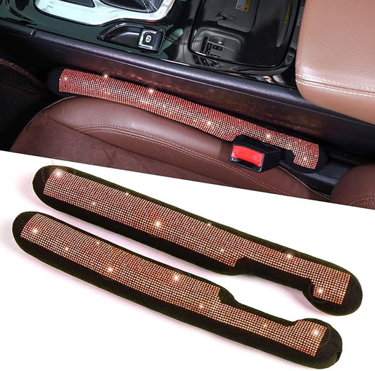 ToBeQueen Orange Seat Gap Filler, Handmade Crystal Diamond Rhinestone Orange Bling Car Accessories for Women, Universal Fit for Car SUV Truck(Orange)