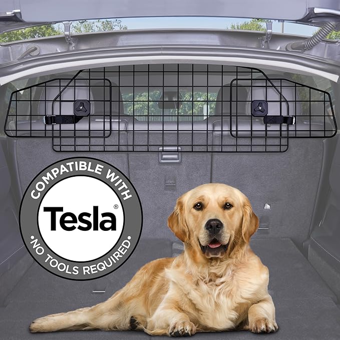 Pawple Dog Car Barrier Compatible with Tesla® Model Y® Adjustable Large Pet Divider, Heavy-Duty Wire Mesh Fence, Universal Fit
