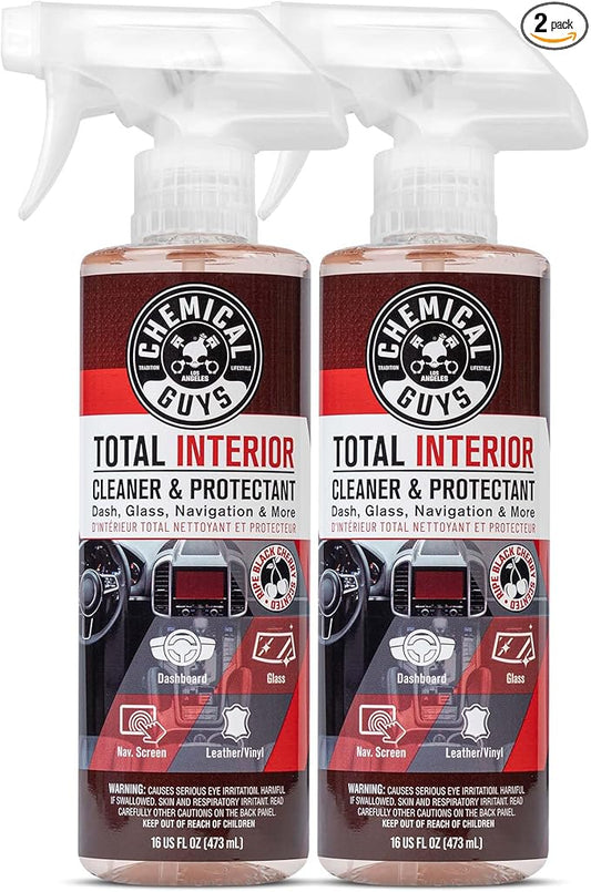 Chemical Guys Total Interior Cleaner & Protectant 2 Pack 16 oz Each Black Cherry Scent All-in-One Interior Cleaner for Leather, Vinyl, Plastic, Glass, Carpet & More