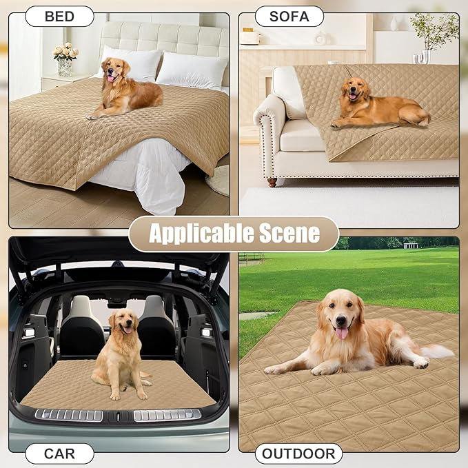 Smiry Waterproof Dog Bed Cover Pet Blanket, Soft Washable Dog Blanket for Furniture Bed Couch Sofa Reversible, Checkered (40"x90", Camel/Camel)