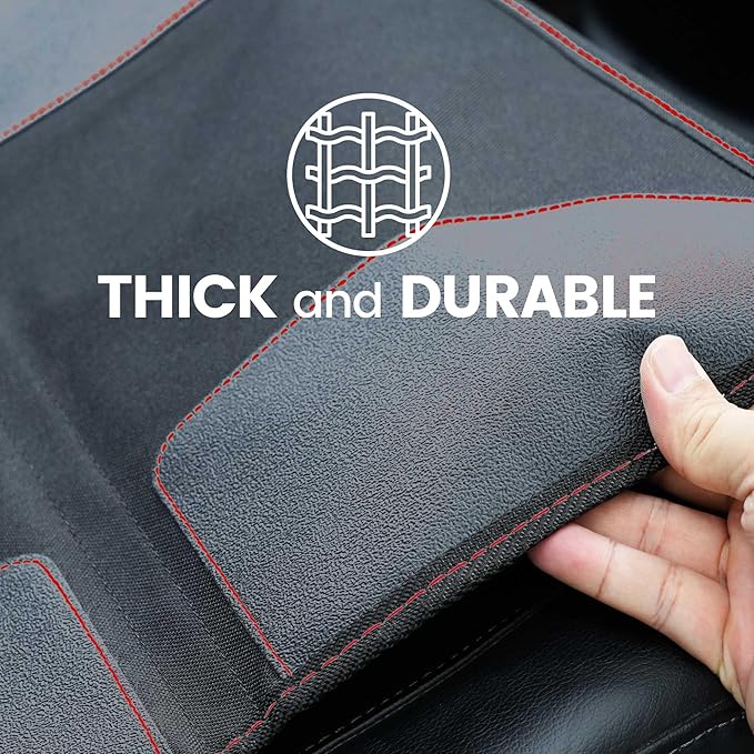 PIDO Car Seat Protector for Child Car Seat, 2 Pack Carseat Protectors with Thick Padding and Non-Slip Backing, Protective Cover Mat for Vehicle Leather Upholstery (Black/Red)