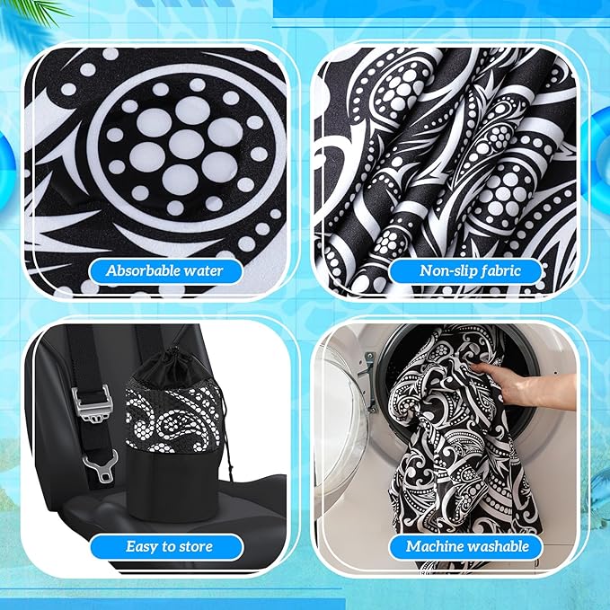 Hahafelt 2 Pack Car Seat Towel Covers with Storage Bag 63 x 32 Inch Athletic Running Towel Seat Sweat Washable Non Slip Cover Gift for Car Outdoor Sport Activities (Paisley)