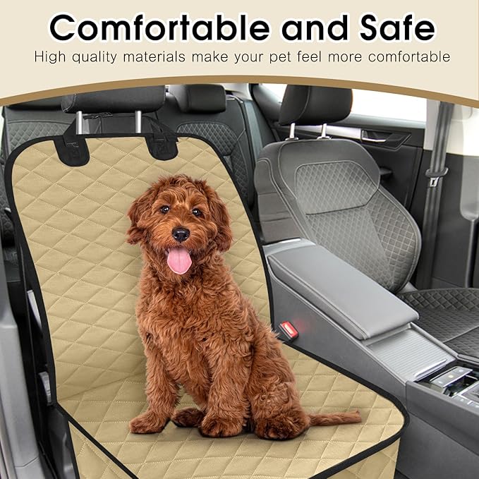 NECKORY 2 Pack Front Seat Dog Cover, Waterproof Dog Car Seat Cover for Dogs, Pet Car Seat Protector Nonslip Scratch-Proof Car Seat Covers for SUV, Trucks & Cars - S, Khaki/Black