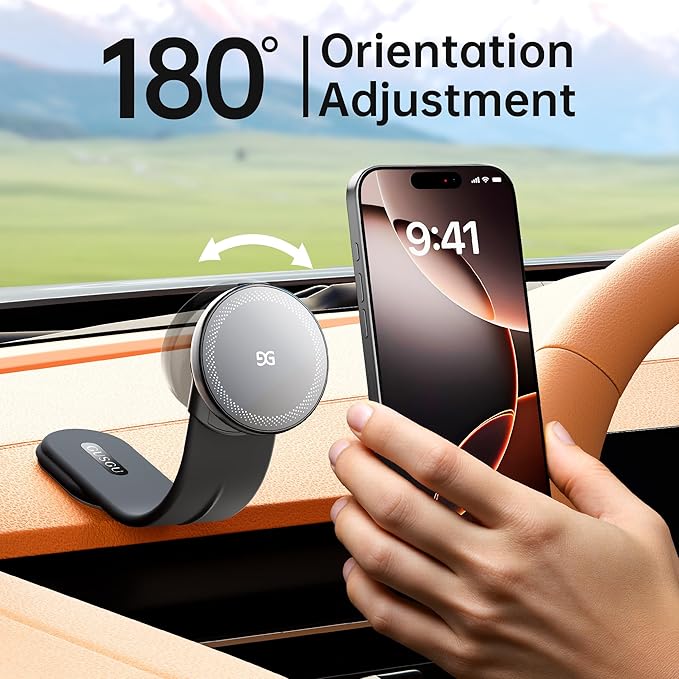 GUSGU Mount3 Magnetic Car Phone Holder Charger, 15W Fast Charging for Magsafe Car Mount Charger, Universal for All Car Models, Compatible with iPhone 16/15/14/13/12 and All Other Phone Models.
